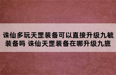 诛仙多玩天罡装备可以直接升级九毓装备吗 诛仙天罡装备在哪升级九旒